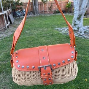 Orange basket hand purse